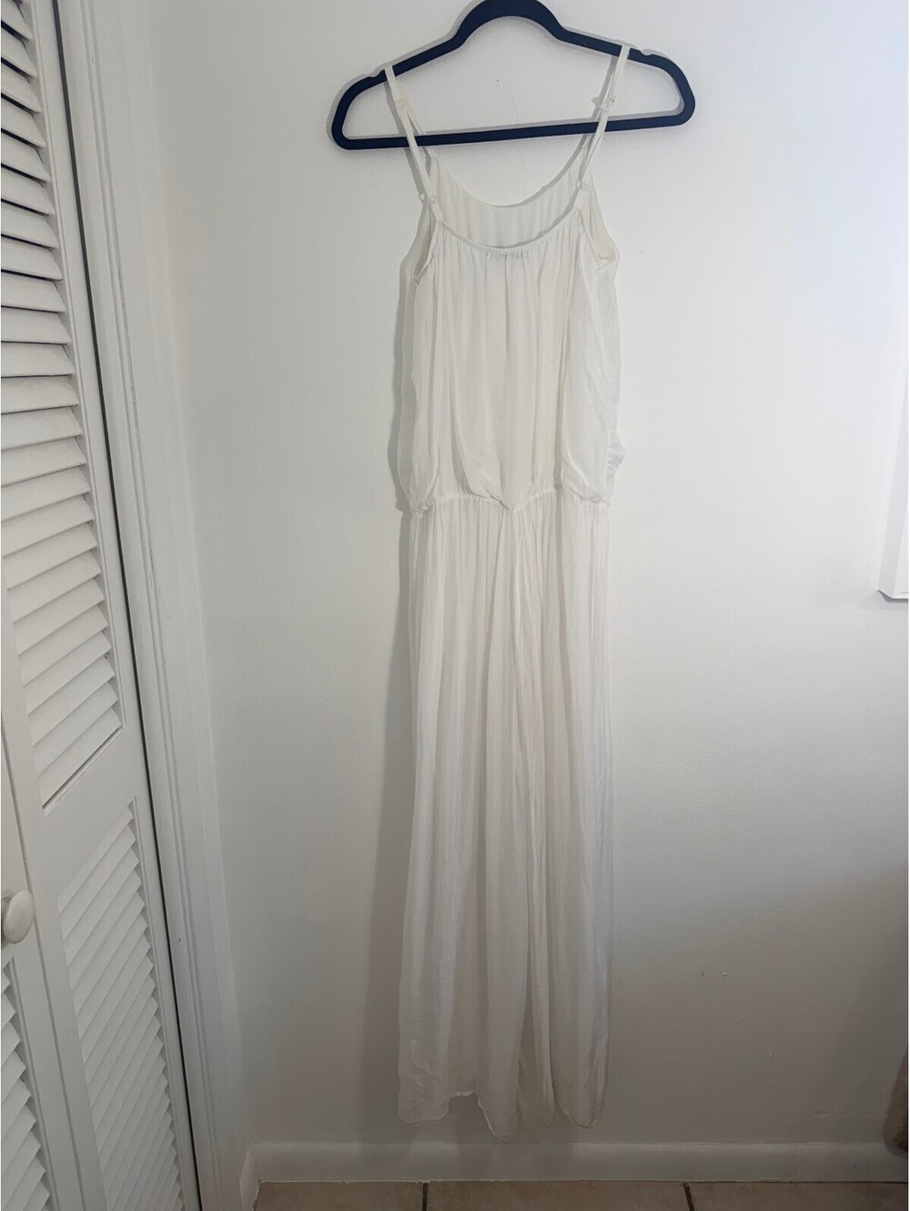 Porte a Porte White Silk Blend Wide Leg Jumpsuit S Made in Italy - Picture 3 of 12
